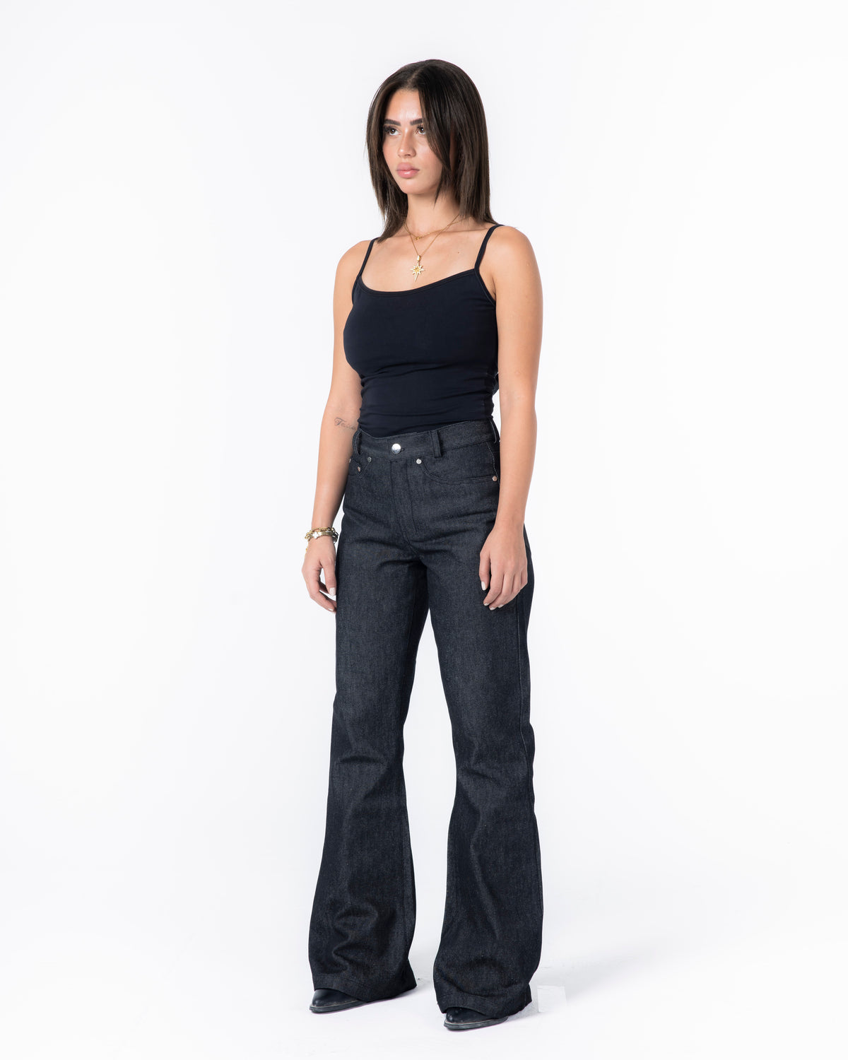 Raw bootcut black denim