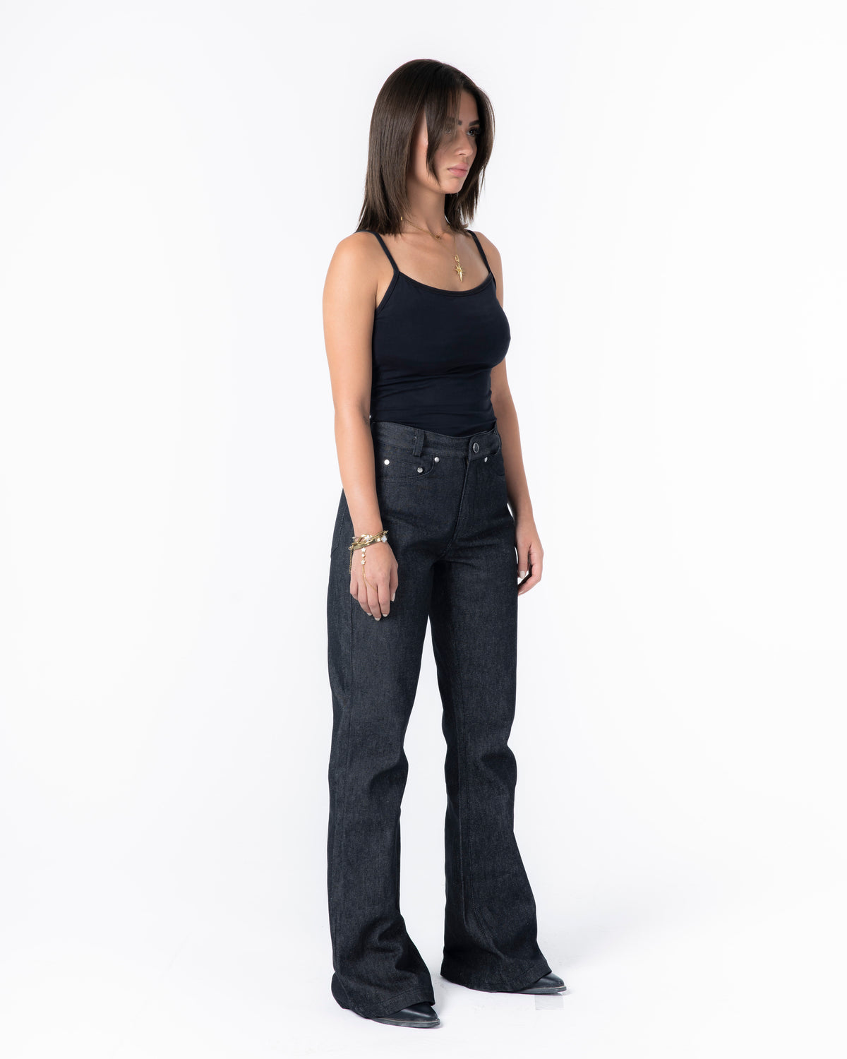 Raw bootcut black denim
