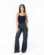 Raw bootcut black denim