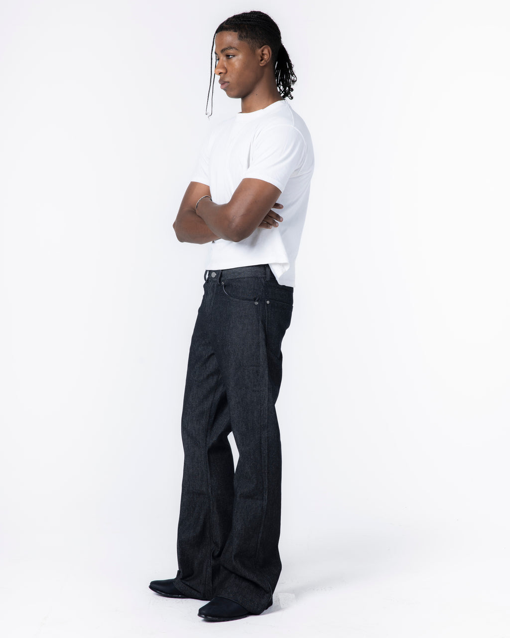 Raw bootcut black denim