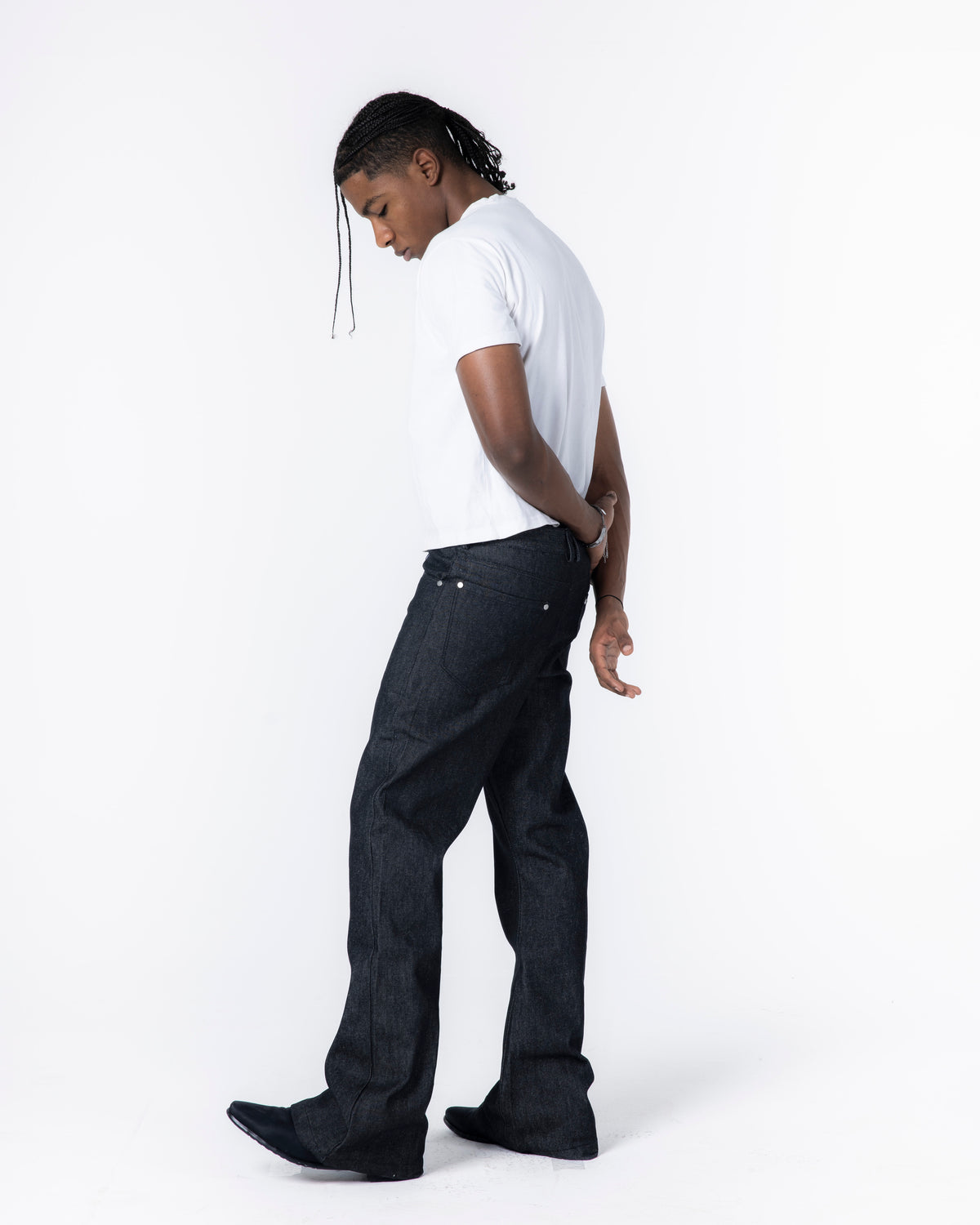 Raw bootcut black denim